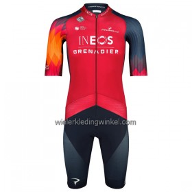 Set Fietsshirt + Korte Koersbroek 2023 INEOS Grenadiers Rood Donkerblauw